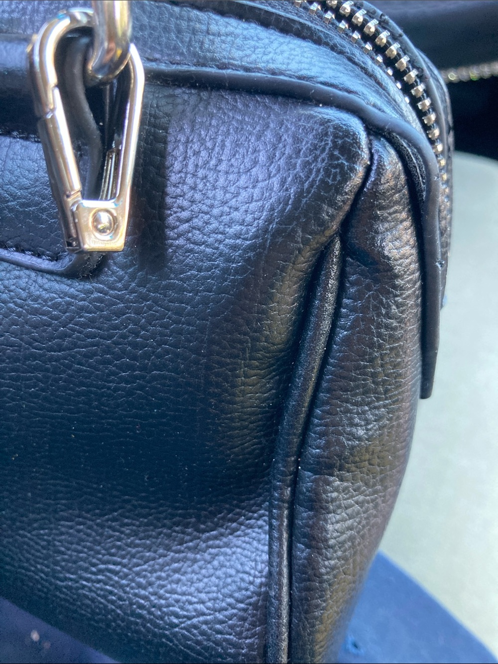Steve Madden Black Leather Rhinestone Top Handle Bag- As Is - Picture 6 of 14